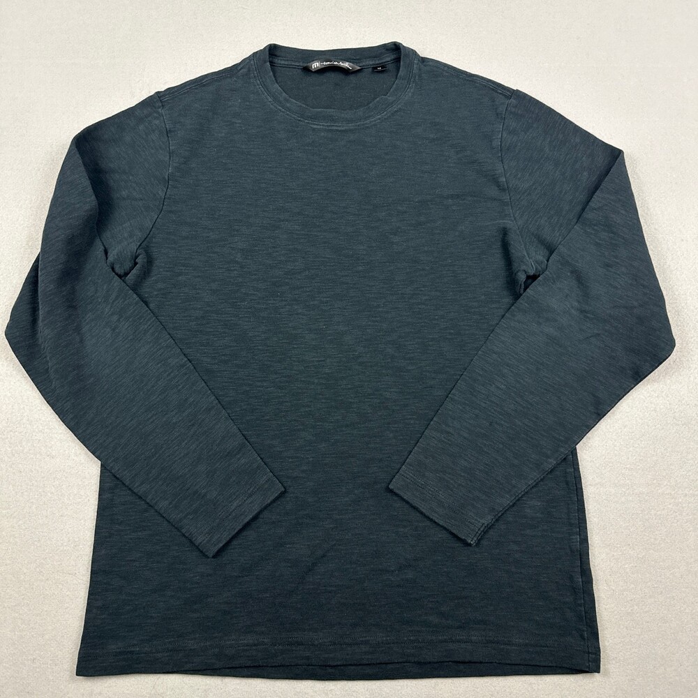 Travis Mathew Sweater Men Medium Blue Solid Crewneck Golf Pullover Logo Golfer M